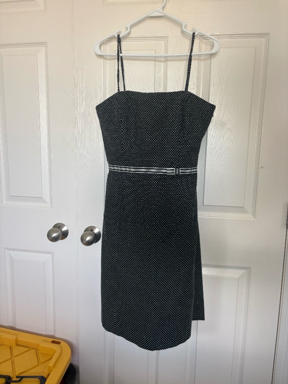 Ann Taylor Polka Dot Spaghetti Strap Dress with Ribbon Detail (Removable straps)